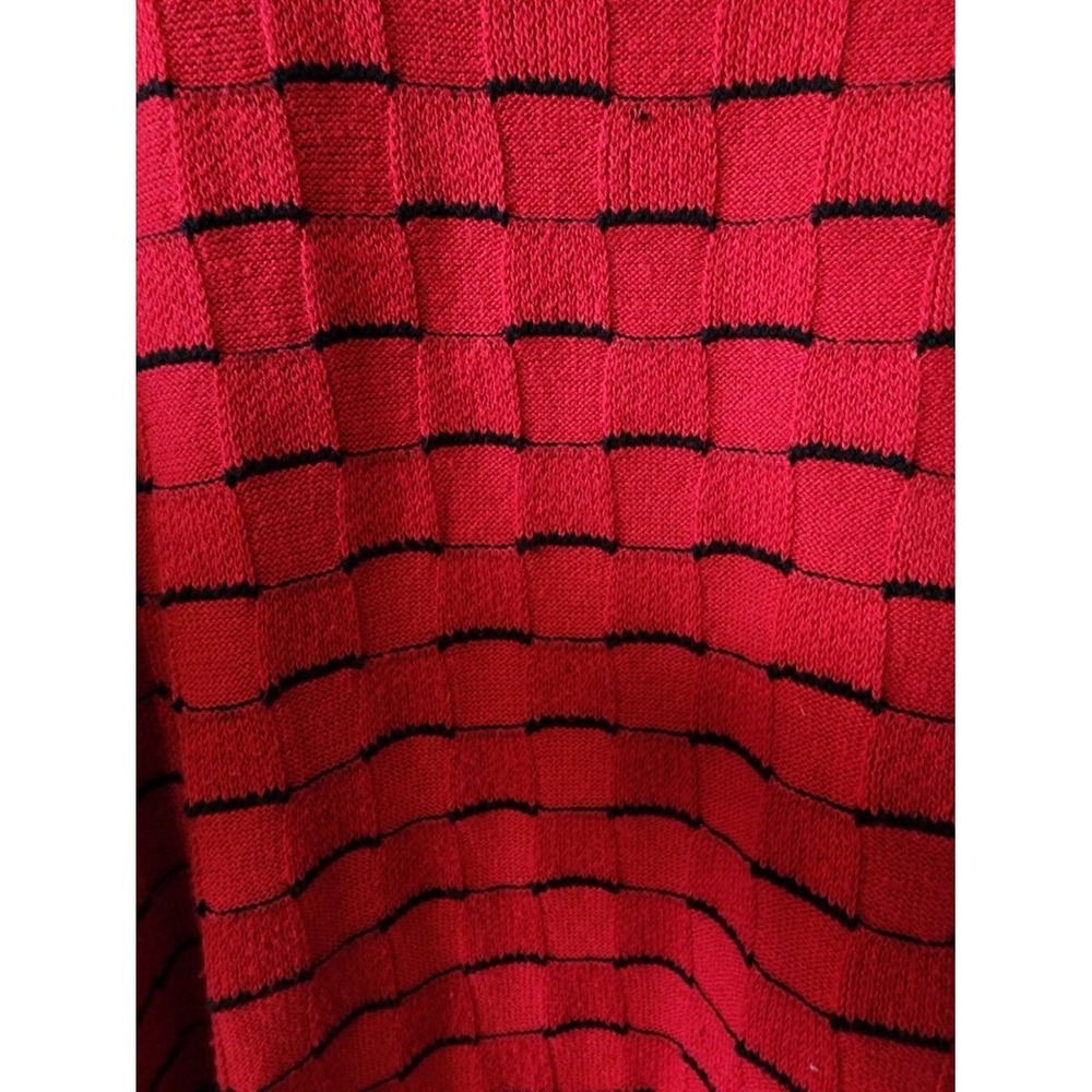 Karen Scott Red Basketweave Textured Striped Raglan Sweater Womens Medium - Picture 3 of 4
